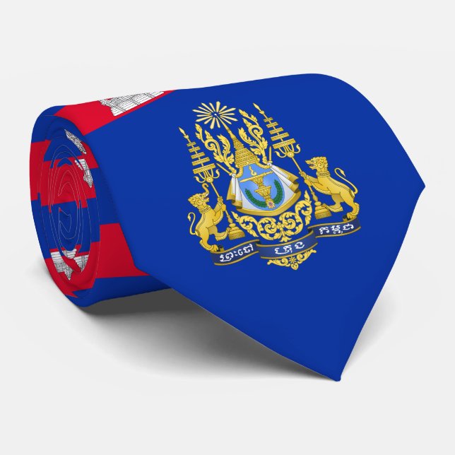 Gravata Camboja Flag & Royal Arms (Rolled)