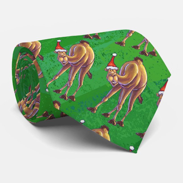 Gravata Camel Christmas on Green (Rolled)