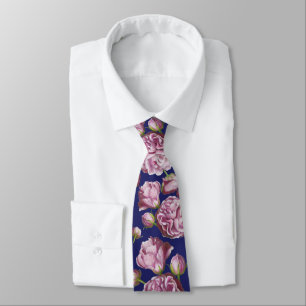 Gravata Camellia Rosa Garden Flowers Neck Tie