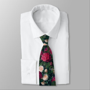 Gravata Camellias cor-de-rosa escuro e rododendrons branco
