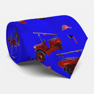 Gravata Caminhões De Incêndio Vintage Em Azul,