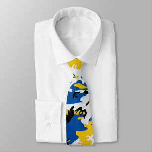 Gravata Camo azul e amarelo