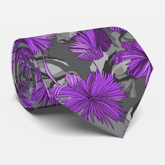 Gravata Camo floresce o Solteiro-side cinzento floral (Rolled)