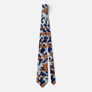 Gravata Camo laranja queimado em azul Marinho e azul pálid