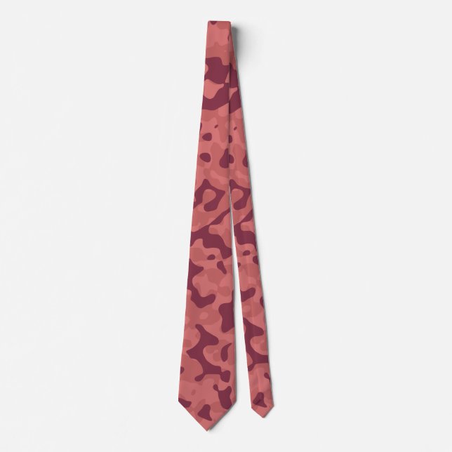 Gravata Camo Maroon Profundo em Rosa vermelho suave e poei (Frente)