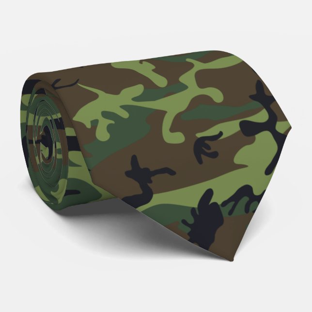 Gravata Camouflage, Camouflage Veteran Neckties Neck Tie (Rolled)