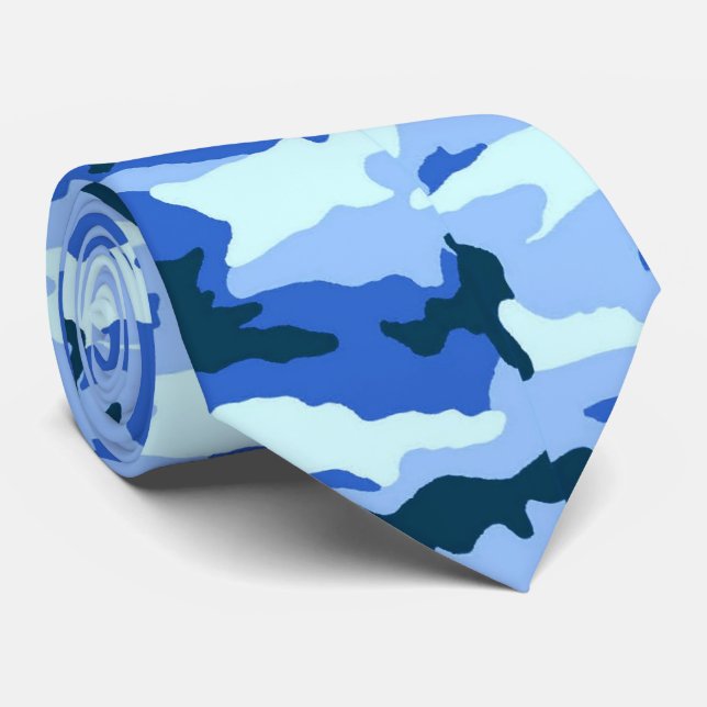 Gravata Camouflage de padrão de madeira azul (Rolled)