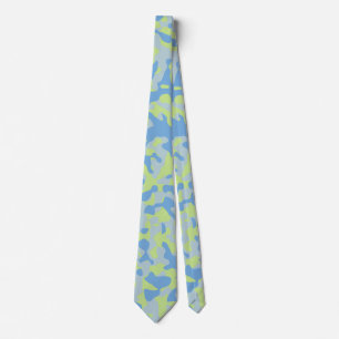 Gravata Camuflagem Azul em Amarelo e Azul Claro