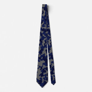 Gravata Camuflagem Azul Escuro em Cinzas e Azul Profundo