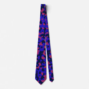 Gravata Camuflagem azul vibrante em vermelho escuro e pret