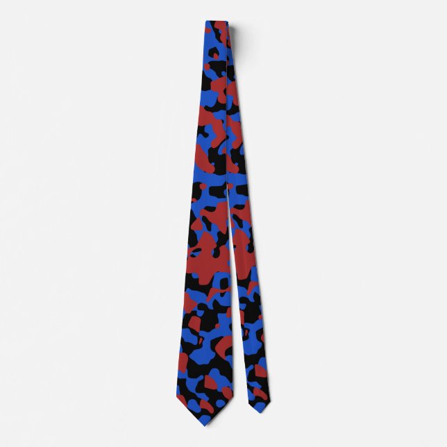 Gravata Camuflagem em azul, vermelho e preto (Frente)