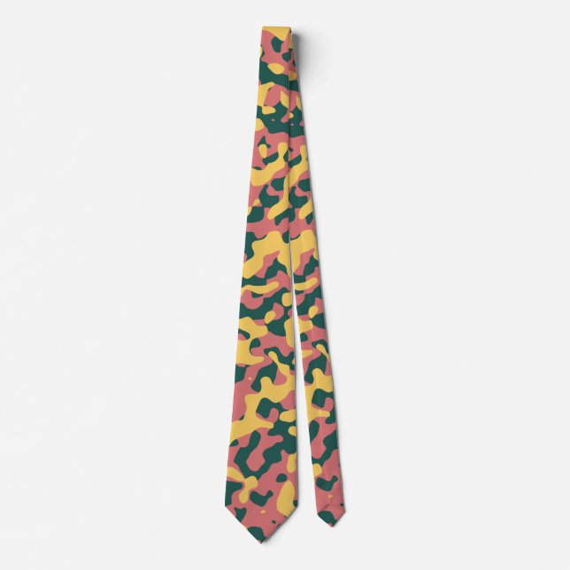 Gravata Camuflagem em rosa, amarelo e verde (Frente)