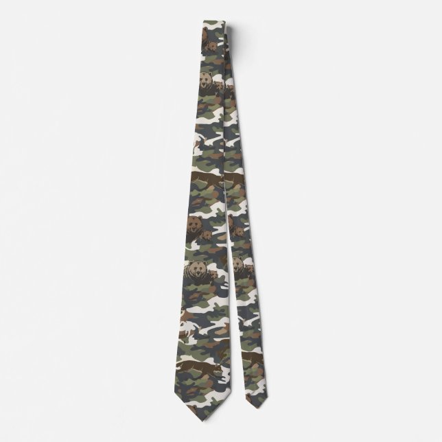 Gravata Camuflagem Estilo Aquarela com Animais (Frente)
