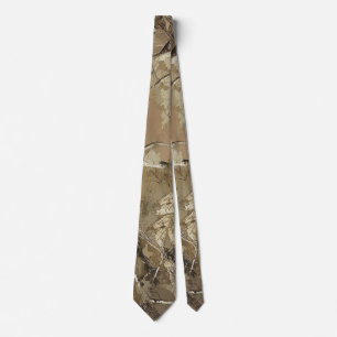 Gravata Camuflagem Florestal com Padrão de Folhas Secas