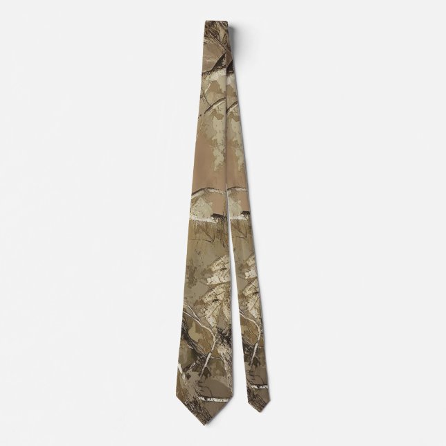 Gravata Camuflagem Florestal com Padrão de Folhas Secas (Frente)