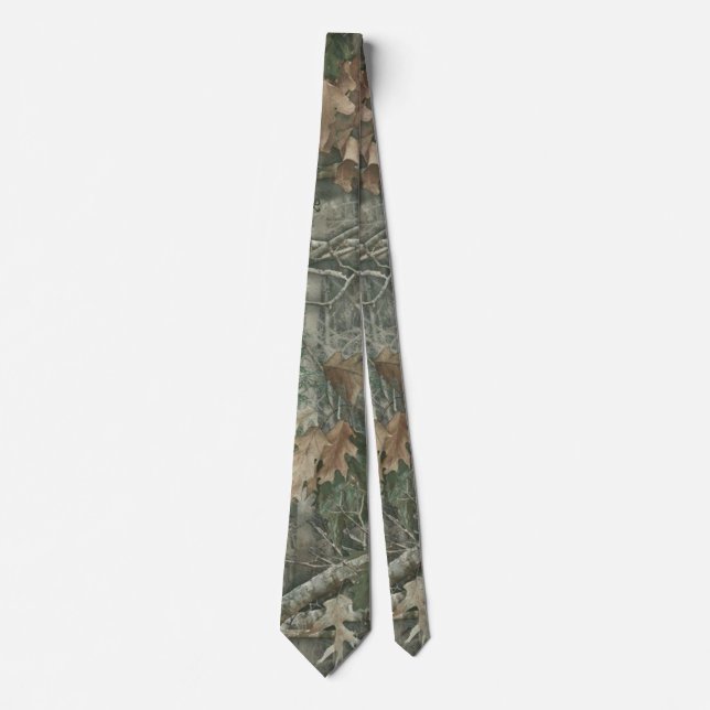 Gravata Camuflagem Florestal com Padrão de Folhas Secas (Frente)