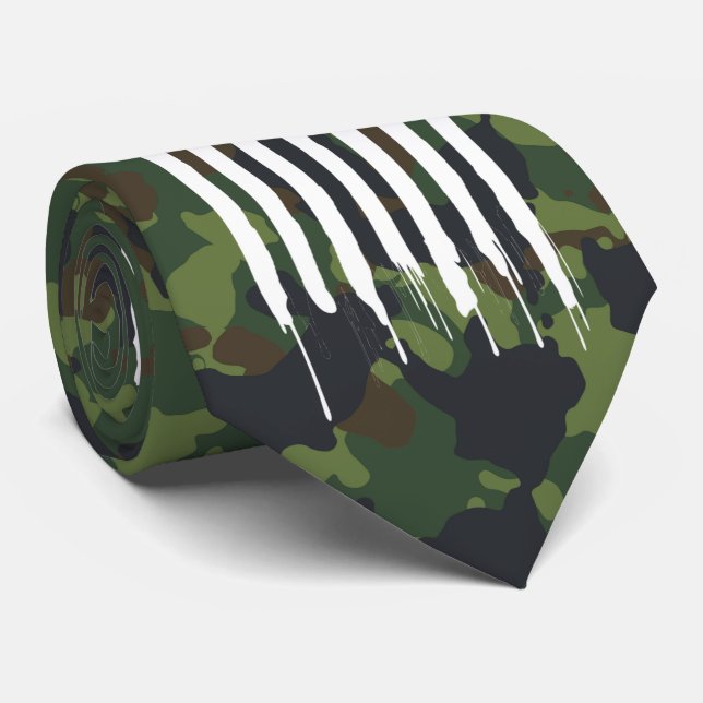 Gravata Camuflagem Militar Camo White Bandeira EUA (Rolled)