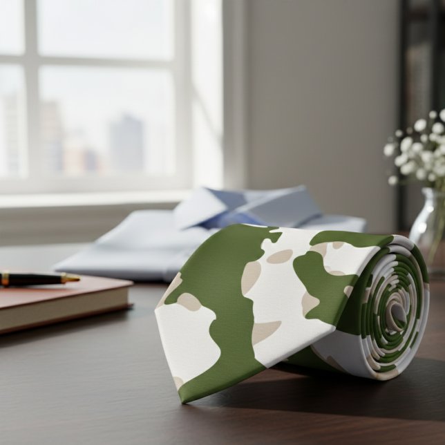 Gravata Camuflagem Militar norte-americana Green Camo Padr (US Military Camouflage Green Camo Neck Tie)