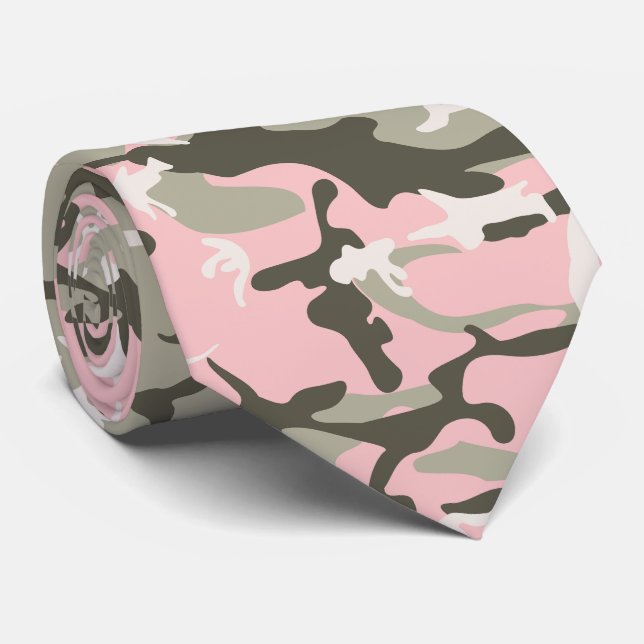 Gravata Camuflagem rosa e verde, Militares, Exército (Rolled)