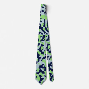Gravata Camuflagem verde-clara no Marinho azul pálido