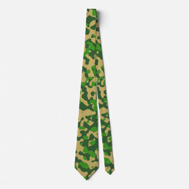 Gravata Camuflagem Verde em Tan e Olive (Frente)