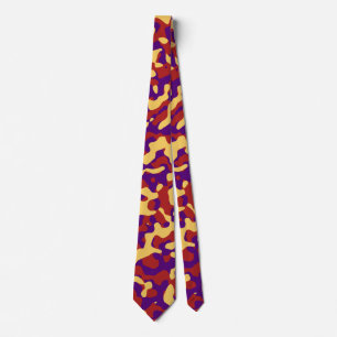 Gravata Camuflagem Vermelha em Amarelo e Roxo