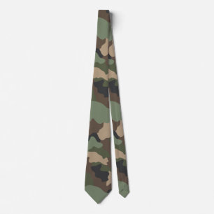 Gravata Camuflagem Woodland Camo Khaki Verde Tan Preto