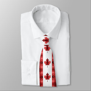 Gravata Canada flag red sparkles pattern
