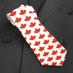 Gravata Canadá Red White Flag Maple Leaf Patterno