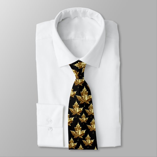 Gravata Canadá Souvenir Tie Divertido Dourado Canadá Mapea (Amarrado)