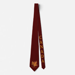 Gravata Canadá Souvenir Tie Divertido Dourado Canadá Mapea