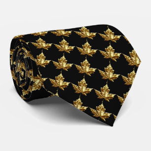 Gravata Canadá Souvenir Tie Divertido Dourado Canadá Mapea