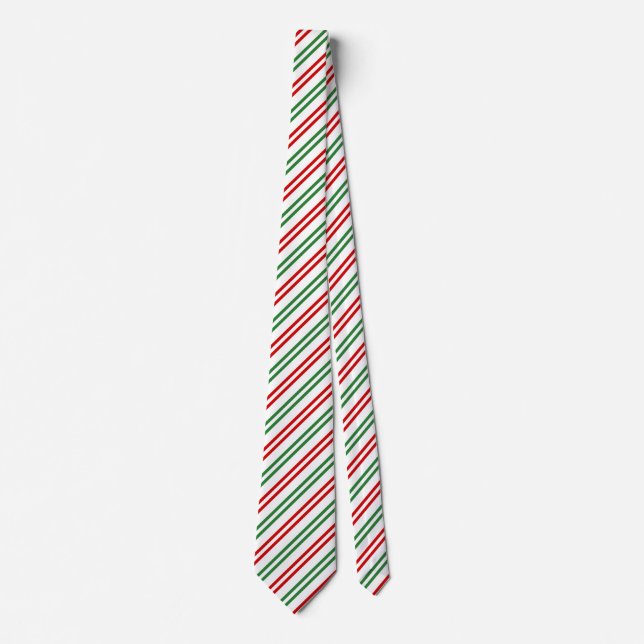 Gravata Candy Cane Christmas Strips Red Green (Frente)