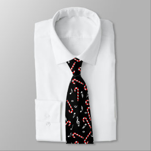 Gravata Candy Cane Music Notes Neck Tie