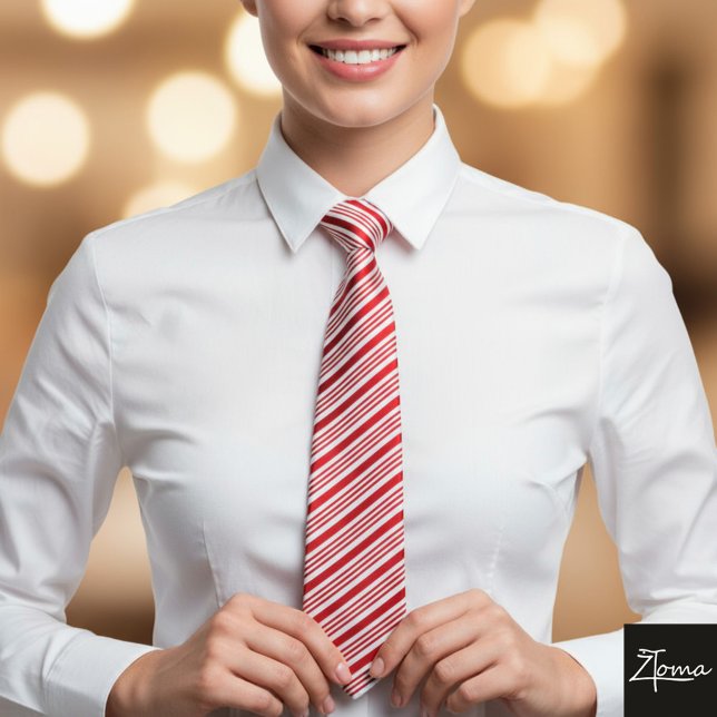 Gravata Candy Cane Stripes Red Bow Festive Christmas  (Criador carregado)