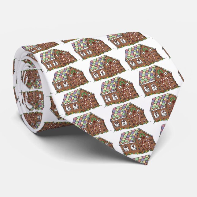 Gravata Candy Gingerbird House Natal Necktie (Rolled)