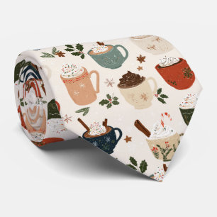 Gravata Canecas Elegantes de Natal com Padrões Festivos