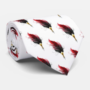 Gravata Caneta de penas vermelhas com ninho de ouro