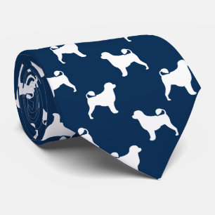 Gravata Cão de Água Português Silhuettes Azul Padrão