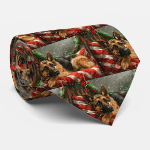 Gravata Cão Pastor Alemão Natal Festivo