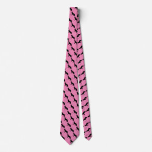 Gravata Cão Pastor Alemão preto em rosa