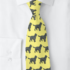 Gravata Cão Spaniel Sprocker Amarelo e Preto Grade Amarela