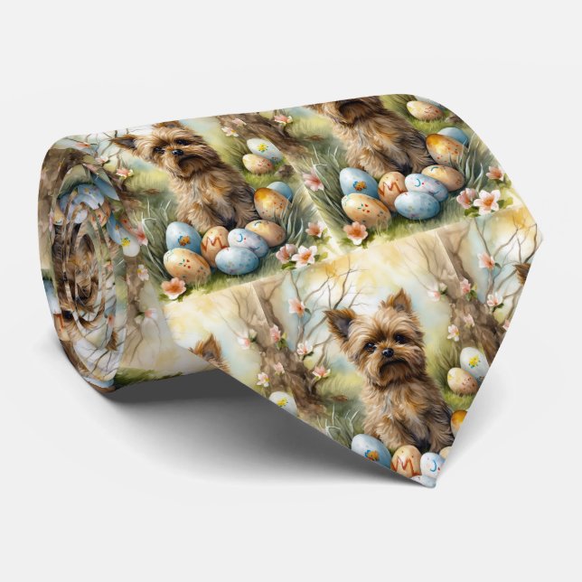 Gravata Cão Yorkipoo com Ovos da Páscoa Feriado (Rolled)