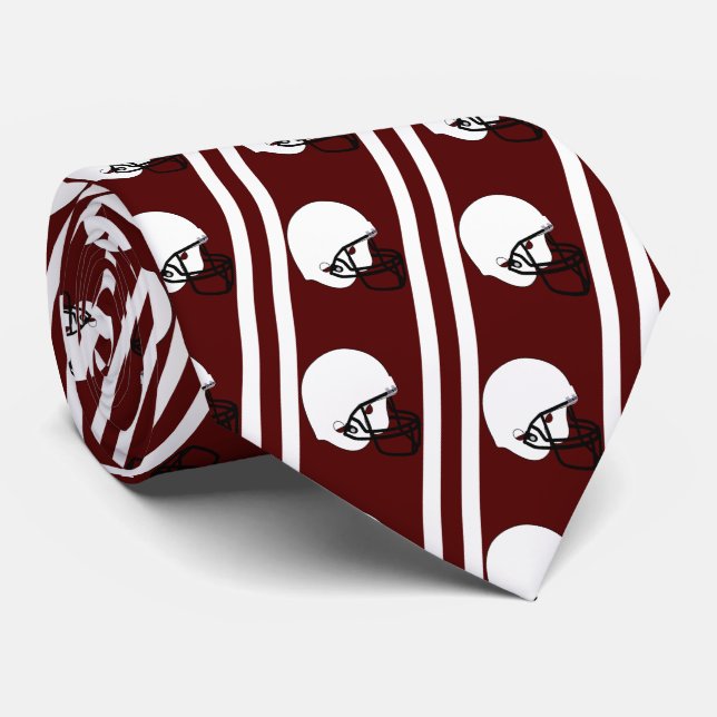 Gravata Capacete Branco de Futebol em Maroon Necktie (Rolled)