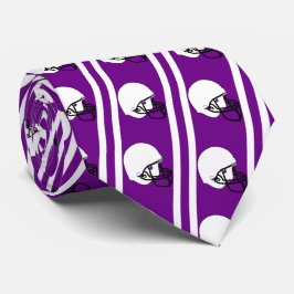 Gravata Capacete Branco de Futebol no Necktie Roxo