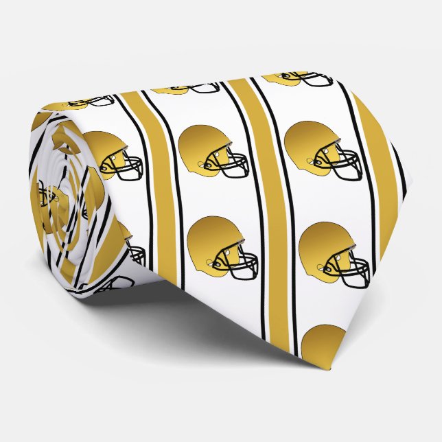 Gravata Capacete Dourado de futebol com faixa Dourada/pret (Rolled)