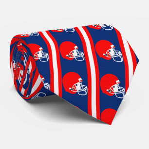 Gravata Capacete Vermelho de Futebol no Necktie Azul 2