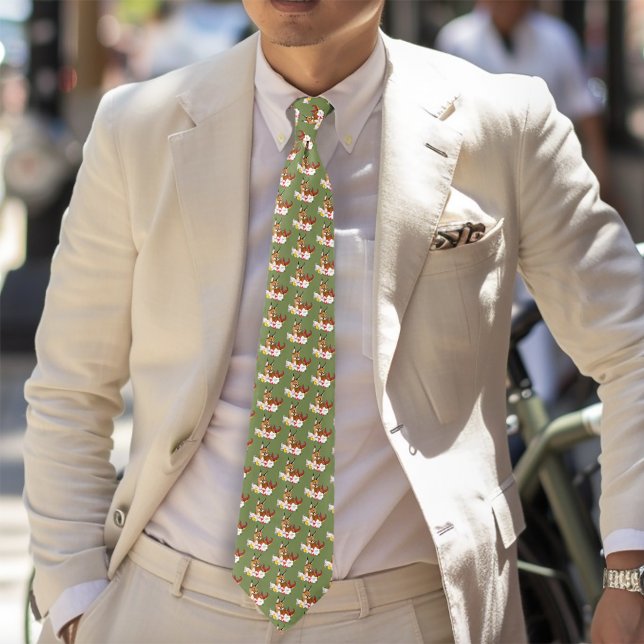 Gravata Caracal Wild Cat Floral Green (Criador carregado)