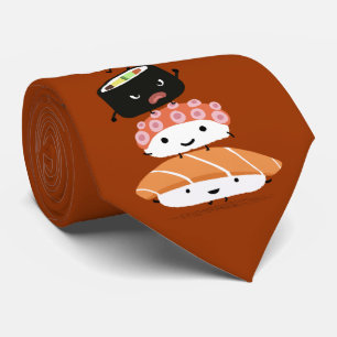 Gravata Caracteres Kawaii Cute Sashimi Sushi  Chef Sushi