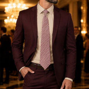 Gravata Carl Burgundy & Branco Geométrico   Luxo Clássico